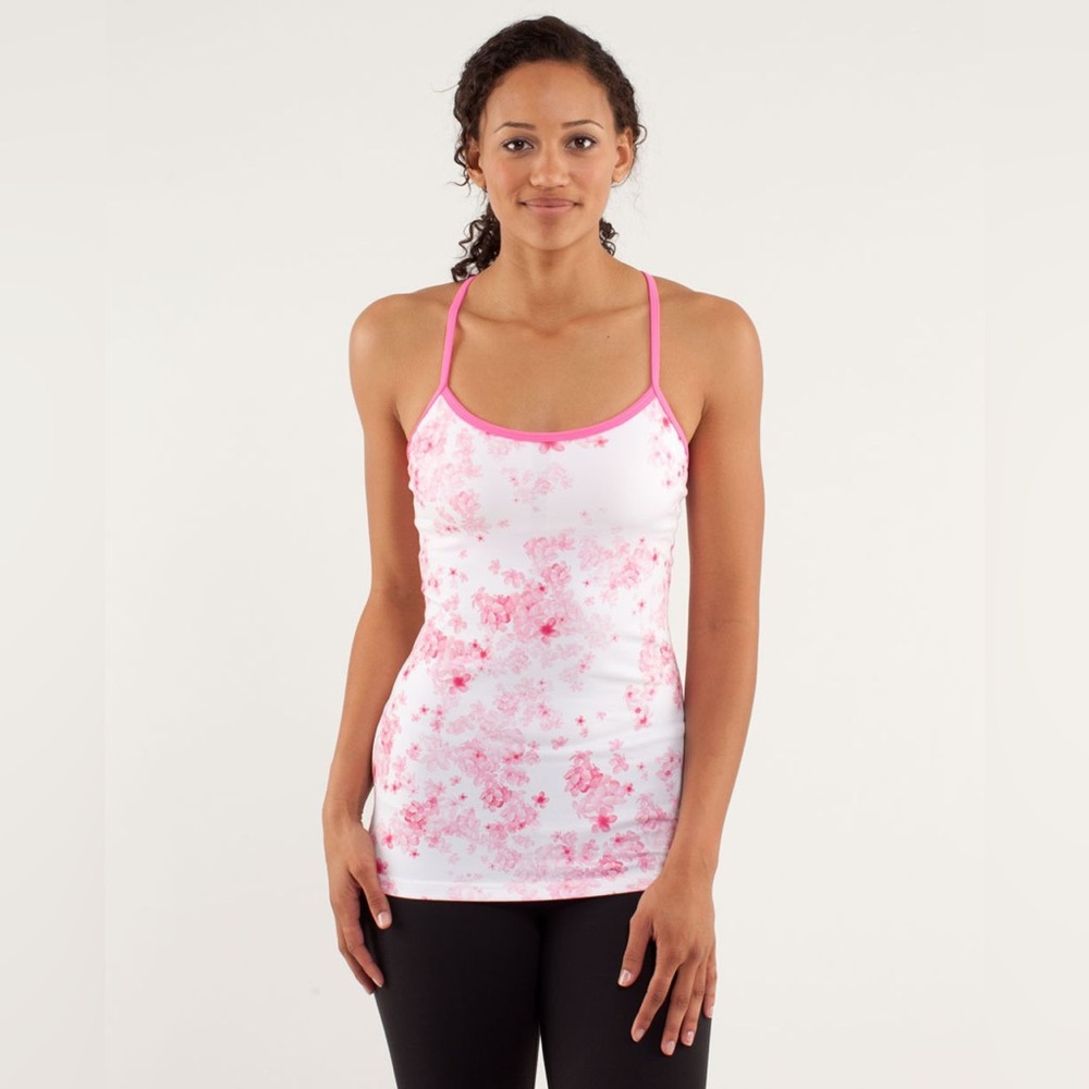 LULULEMON Power Y Tank Top Frangipani Parfait Pink Floral Flowers
